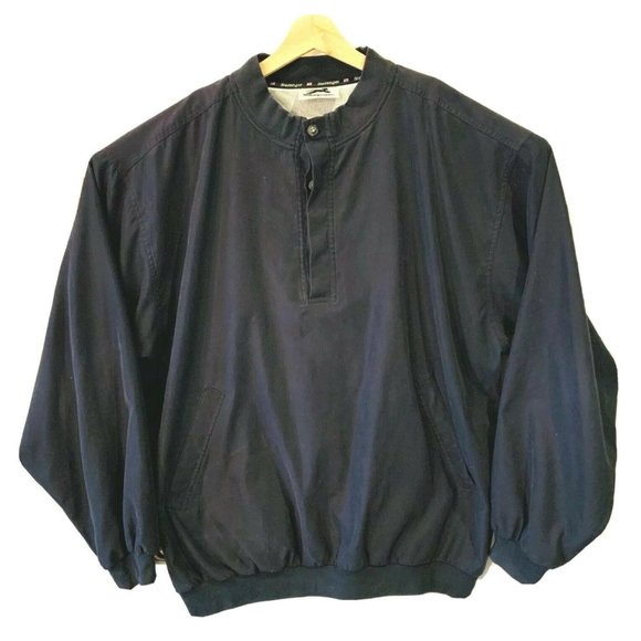 Vintage Slazenger Golf Lined Windbreaker XL Pullover Button Sweatshirt Black EUC - Picture 2 of 12